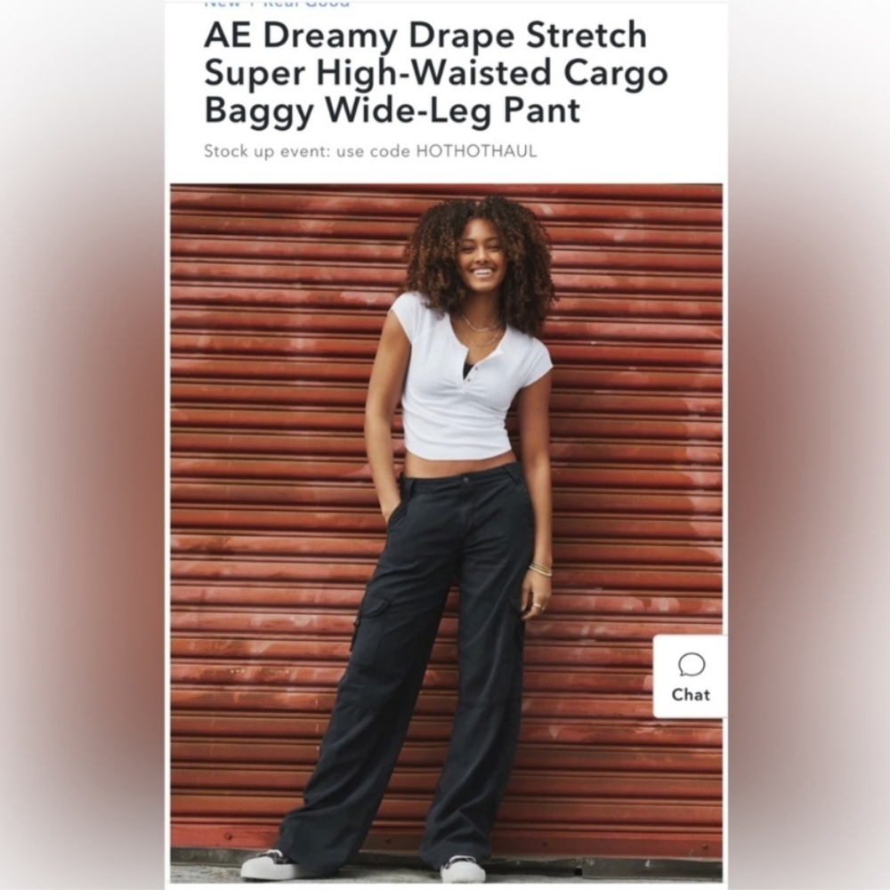 AE Dreamy Drape Stretch Super High-Waisted Cargo Baggy Wide-Leg Pant